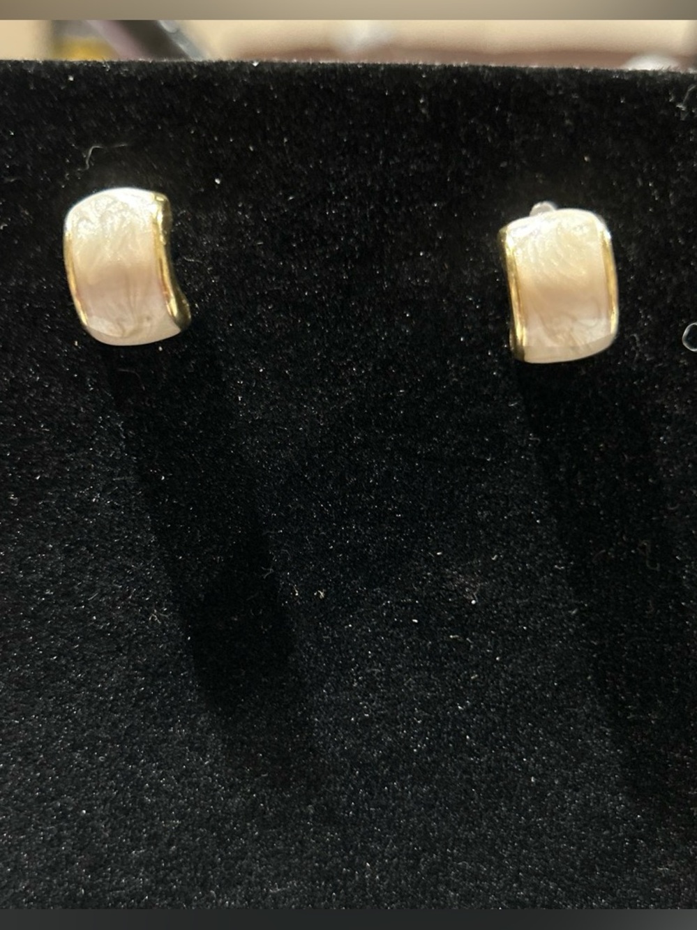 Gold color and Cream Hoop-Style stud Earrings